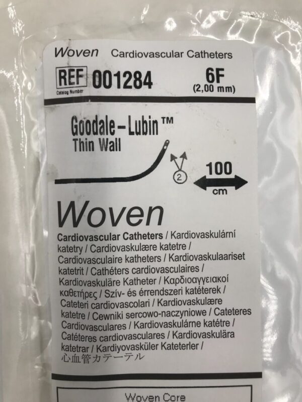 Medtronic 001284 Woven Cardiovascular Catheter Goodale-Lubin Thin Wall 6F 100cm (X)