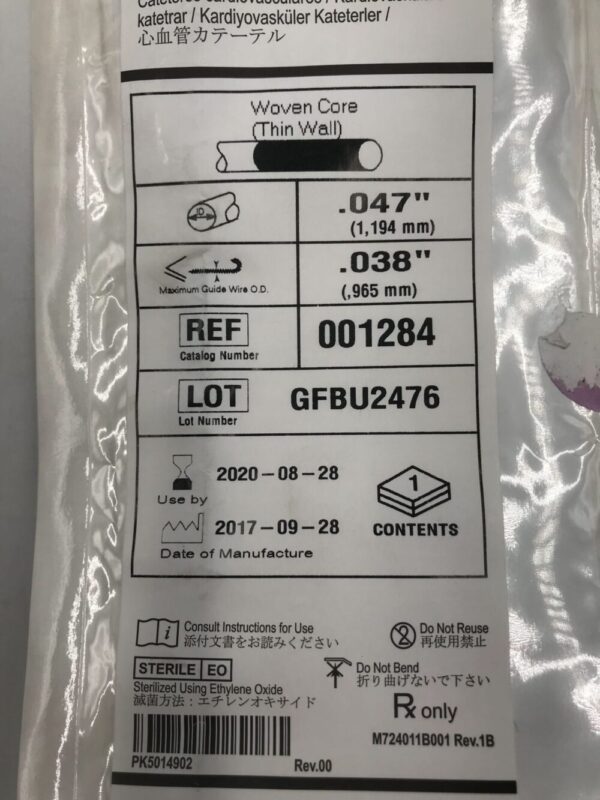 Medtronic 001284 Woven Cardiovascular Catheter Goodale-Lubin Thin Wall 6F 100cm (X)