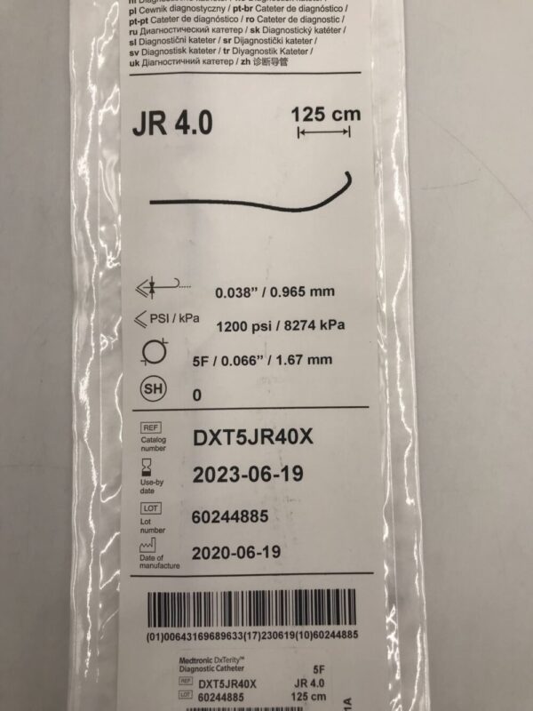 Medtronic DXT5JR40X DxTerity Diagnostic Catheter JR 4.0 5F 125cm (X)