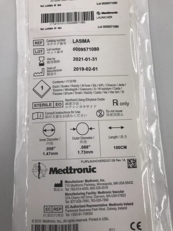 Medtronic LA5IMA Launcher Guiding Catheter .058" IMA 5F 100cm (X)