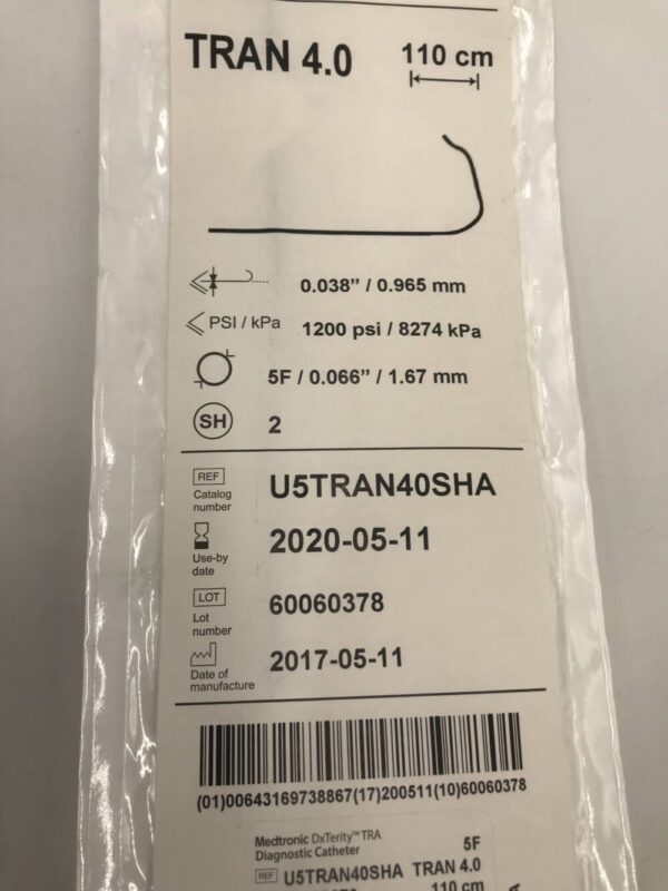 Medtronic U5TRAN40SHA DxTerity TRA Diagnostic Catheter TRAN 4.0 5F 110cm (X)