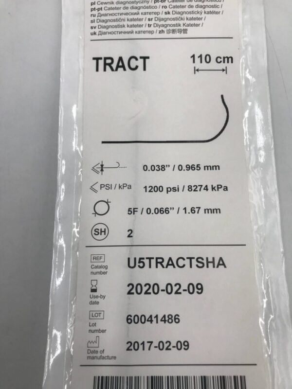 Medtronic U5TRACTSHA DxTerity TRA Diagnostic Catheter TRACT 5F 110cm (X)