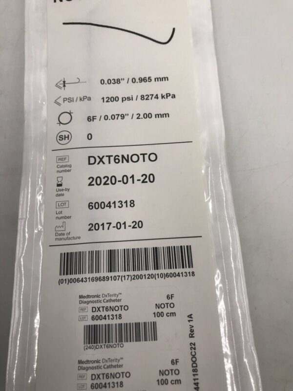 Medtronic DXT6NOTO DxTerity Diagnostic Catheter NOTO 6F 100cm (X)