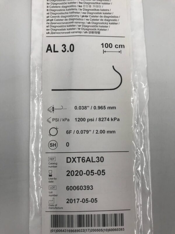 Medtronic DXT6AL30 DxTerity Diagnostic Catheter AL 3.0 6F 100cm (X)