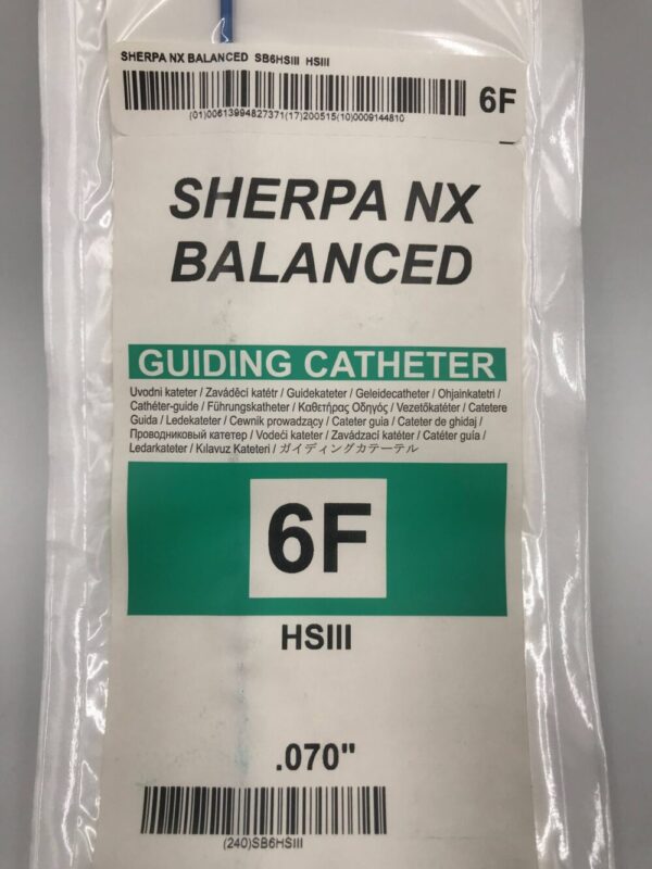 Medtronic SB6HSIII Sherpa NX Balanced Guiding Catheter HSIII 6F 100cm (X)
