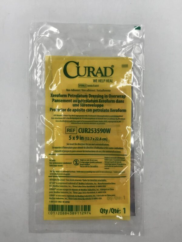 Medline CUR253590W Curad Xeroform Petrolatum Dressing  5in x 9in