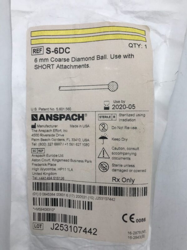 Anspach S-6DC 6mm Coarse Diamond Ball (X)