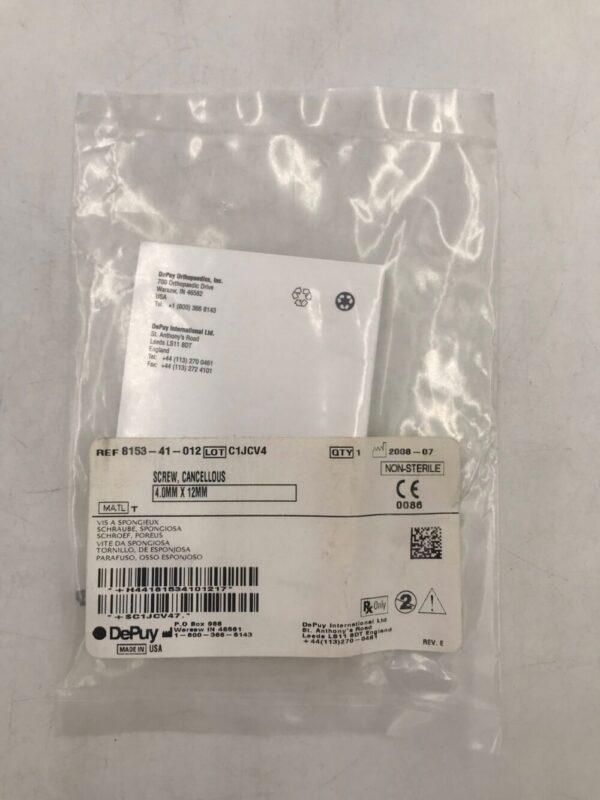 DePuy 8153-41-012 Screw, Cancellous 4mm x 12mm