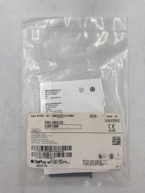 DePuy 8153-41-040 Screw, Cancellous 4mm x 40mm