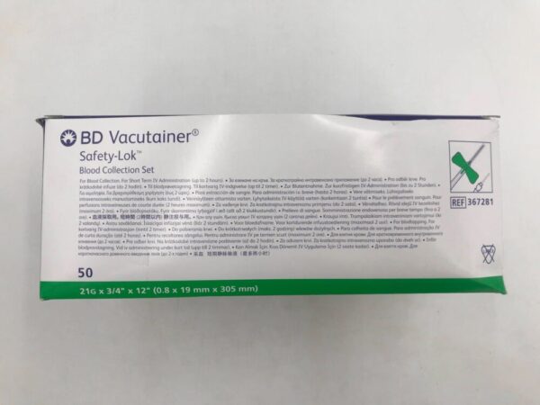 BD Vacutainer 367281 Safety-Lok Blood Collection Set 21G x 3/4in x 12in (50/Box)