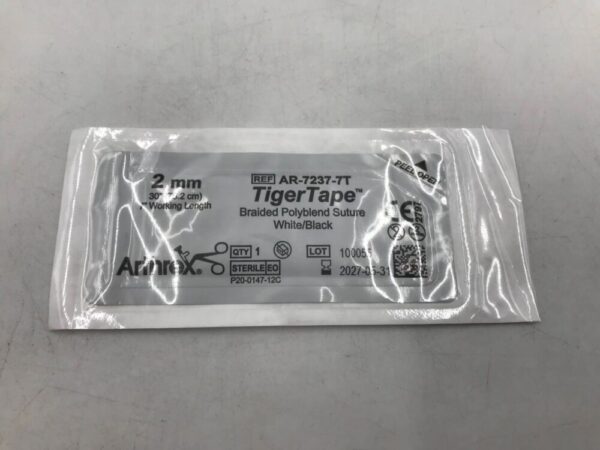 ARTHREX AR-7237-7T TigerTape Braided Polyblend Suture White/Black 2mm, 30in