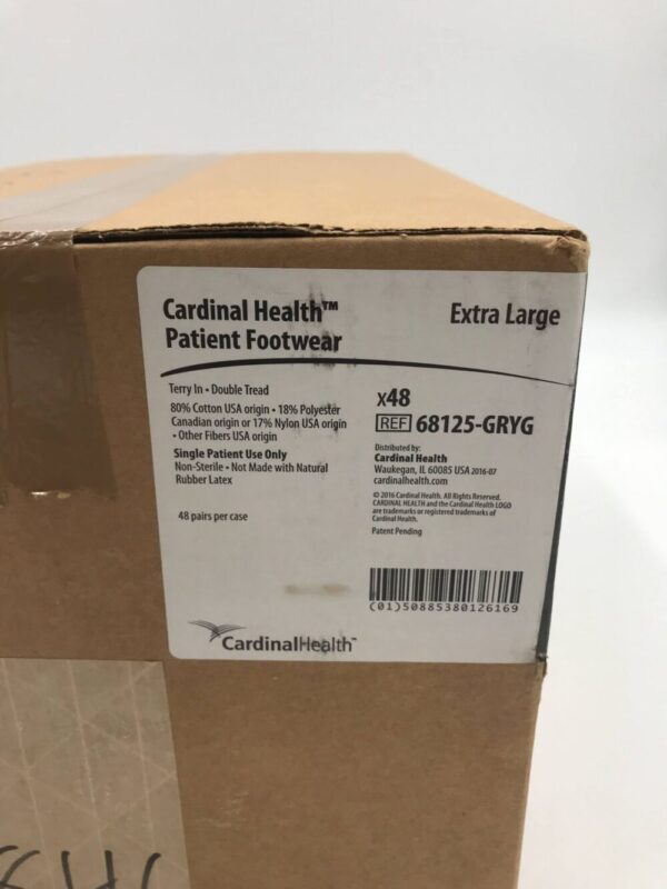 CARDINAL HEALTH 68125-GRYG Patient Footwear Extra-Large, Double Tread (48 Pairs/Case)