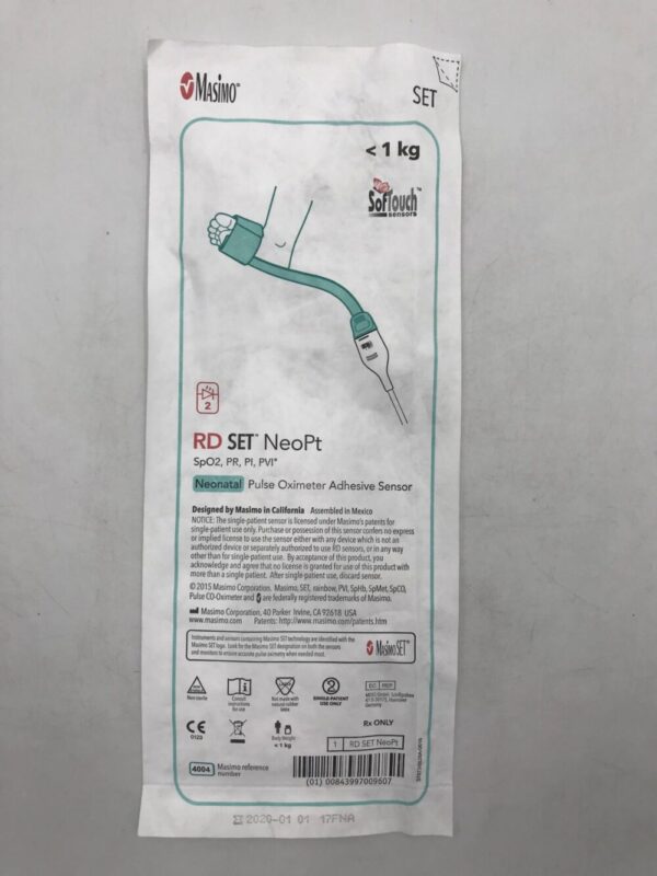 MASIMO 4004 SofTouch RD Set NeoPt Neonatal Pulse Oximeter Adhesive Sensor <1kg (X)
