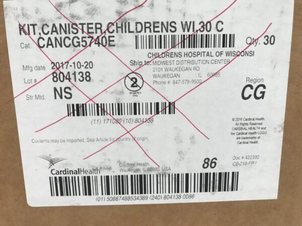 Cardinal Health CANCG5740E Canister Childrens WI 30 C Kit (30/Case)