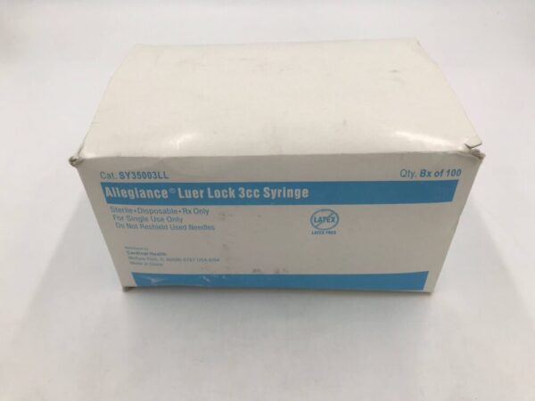 Cardinal Health SY35003LL Allegiance Luer Lock 3cc Syringe (100/Box)