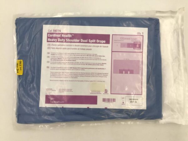 CARDINAL HEALTH 59274 Heavy Duty Shoulder Dual Split Drape AAMI Level 4, 112x59.5in (X)