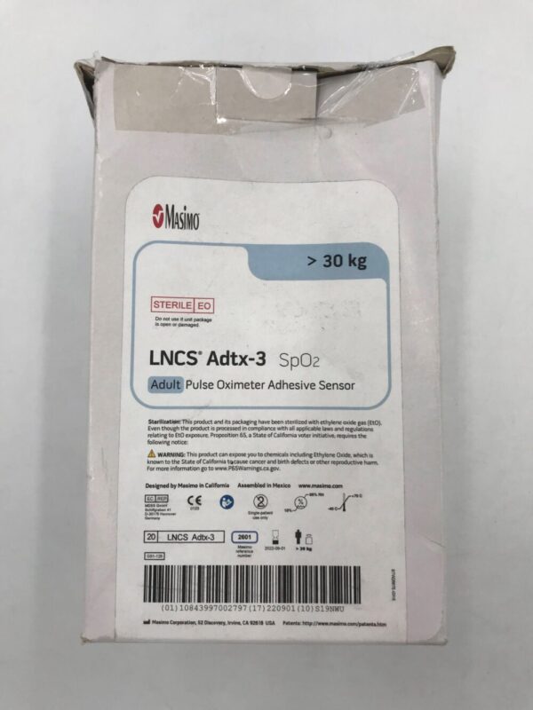 MASIMO 2601 LNCS Adtx-3 SpO2 Adult Pulse Oximeter Adhesive Sensor >30Kg (20/Box)(X)