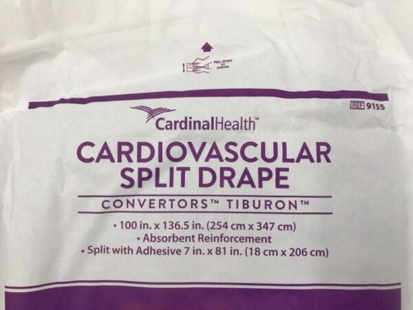 Cardinal Health 9155 Cardiovascular Split Drape Convertors Tiburon 100in x 136.5in AMMI Level 4 (X)