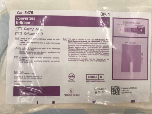 CARDINAL HEALTH 8476 Convertors U-Drape AAMI Level 4, 60x72in (X)
