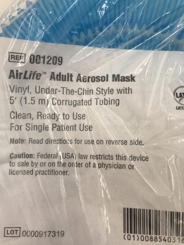 CareFusion 001209 AirLife Adult Aerosol Mask with 5' Corrugated Tubing