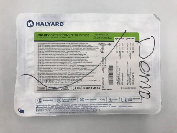 HALYARD 8140-20-2.3 MIC-KEY Gastrostomy Feeding Tube Extension Sets w/EnFit Connectors, Low-Profile G-Tube 20F(X)
