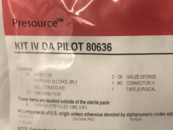 Cardinal Health 01-2504B Presource Kit IV DA Pilot 80636 (X)