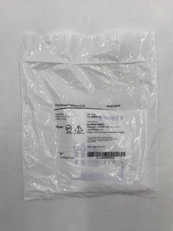 Cardinal Health 30506-12A Vinyl Blood Pressure Cuff Small Adult Disposable Range 20 to 26cm without Tubing