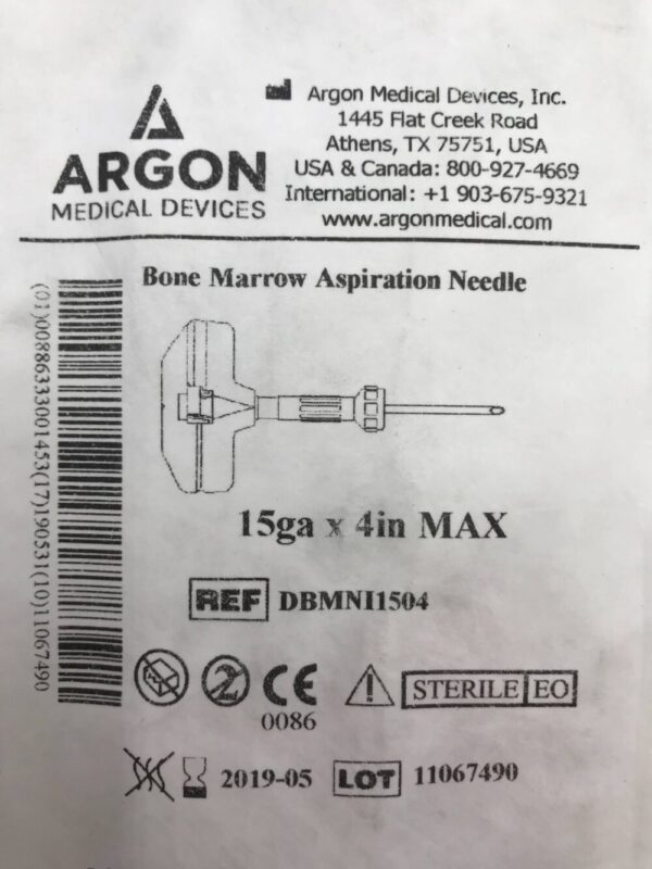 Argon DBMNI1504 Bone Marrow Aspiration Needle 15ga x 4in Max (X)