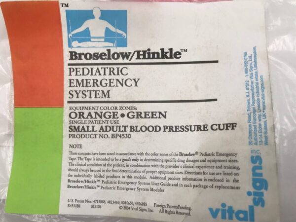 Vital Signs BP4530 Broselow/Hinkle Pediatric Emergency System Small Adult Blood Pressure Cuff