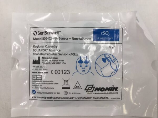 Nonin Medical 8004CB-NA SenSmart Sensor Non-Adhesive Neonatal/Pediatric <40kg rSO2 4-Wavelength