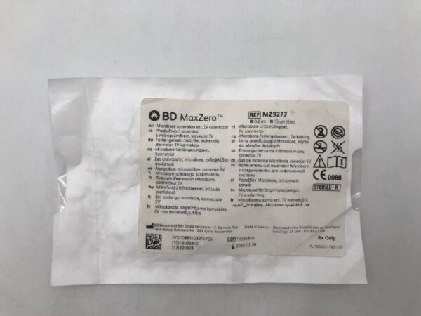 BD MZ9277 MaxZero Microbore Extension Set IV Connector ≈0.2ml ≈15cm (6in) (X)