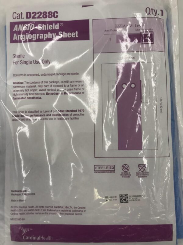 CARDINAL HEALTH D2288C Angio-Shield Angiography Sheet AAMI Level 4, 80in x 135in (X)