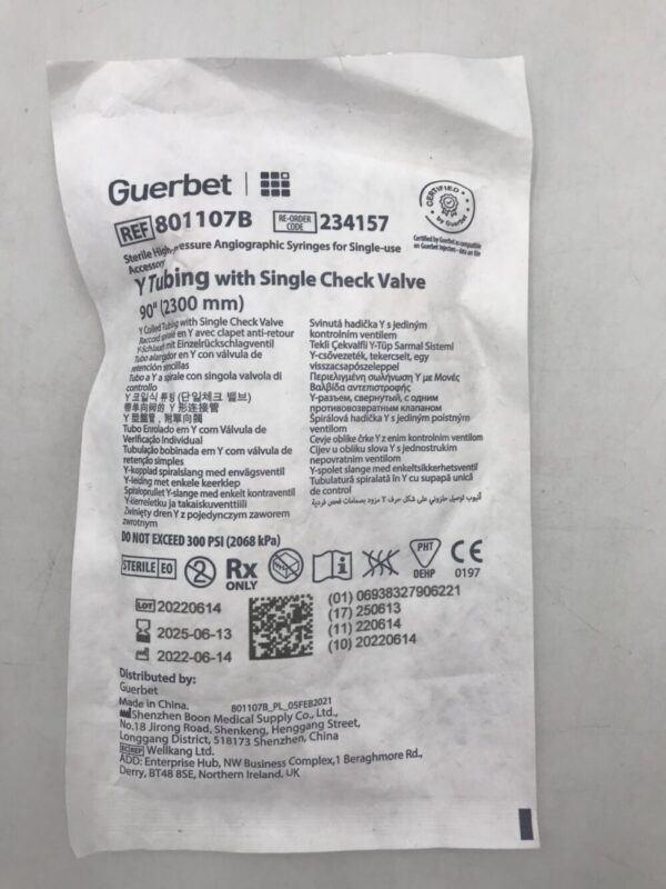 SHENZHEN 801107B Guerbet Y Tubing w/Dual Check Valves 90in