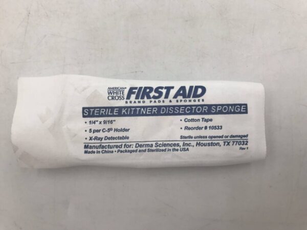 Derma Sciences 10533 American White Cross First Aid Brand Pads & Sponges Sterile Kittner Dissector Sponge 1/4" x 9/16"