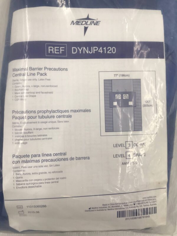 MEDLINE DYNJP4120 Maximal Barrier Precautions Central Line Pack Level 3-4, 77x120in