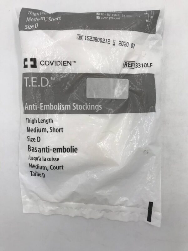 COVIDIEN 3310LF T.E.D. Anti-Embolism Stockings Thigh Length Med-Short Size D (X)