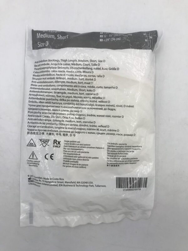 COVIDIEN 3310LF T.E.D. Anti-Embolism Stockings Thigh Length Med-Short Size D (X)