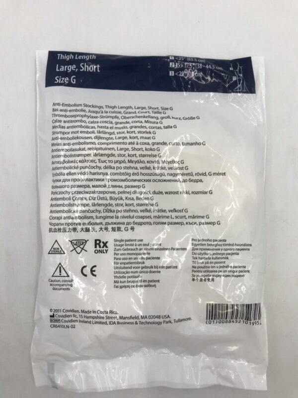 COVIDIEN 3634LF T.E.D. Anti-Embolism Stockings Thigh Leng. Lg. Short Size G
