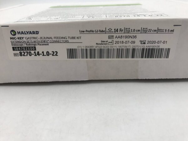 Halyard 8270-14-1.0-22 Mic-Key* Gastric-Jejunal Feeding Tube Kit Low-Profile GJ-Tube 14Fr (X)