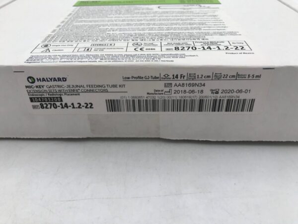 Halyard 8270-14-1.2-22 Mic-Key* Gastric-Jejunal Feeding Tube Kit Low-Profile GJ-Tube 14Fr (X)