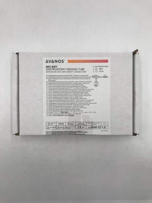 Avanos 8140-12-1.0 Mic-Key* Gastrostomy Feeding Tube Extension Sets with ENFit Connectors Low-Profile G-Tube 12Fr