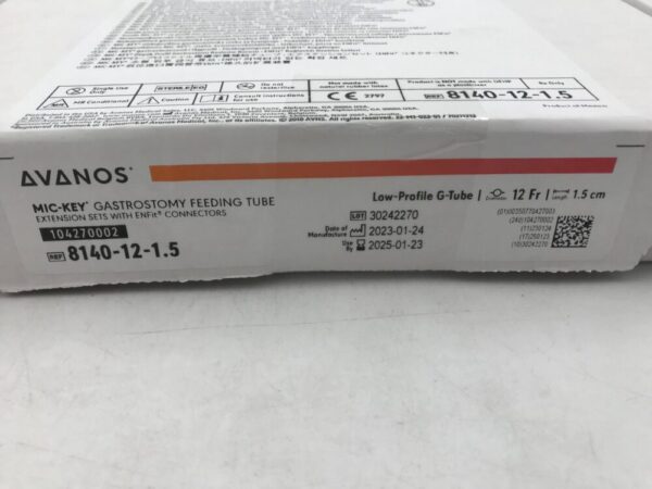 Avanos 8140-12-1.5 Mic-Key* Gastrostomy Feeding Tube Extension Sets with ENFit Connectors Low-Profile G-Tube 12Fr