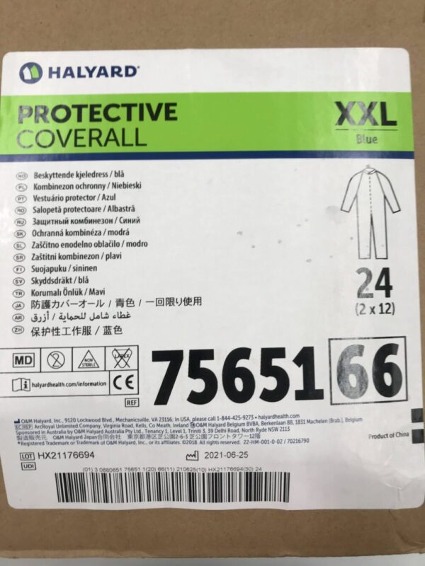 HALYARD 75651 Protective Coverall Blue XXL (24/Case)