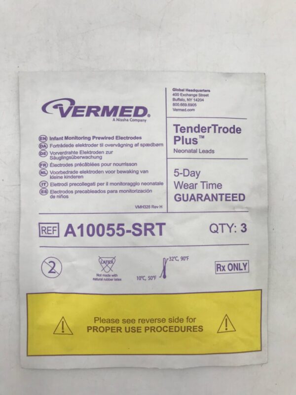 Vermed A10055-SRT TenderTrode Plus Infant Monitoring Prewired Electrodes (3/Package)
