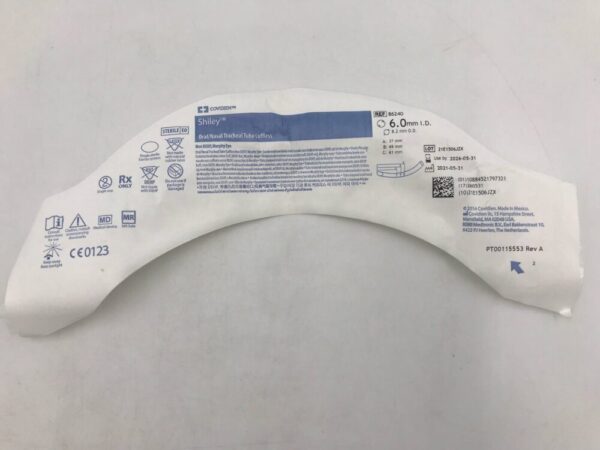 Covidien 86240 Shiley Oral/Nasal Tracheal Tube Cuffless Murphy Eye 6.0mm I.D.
