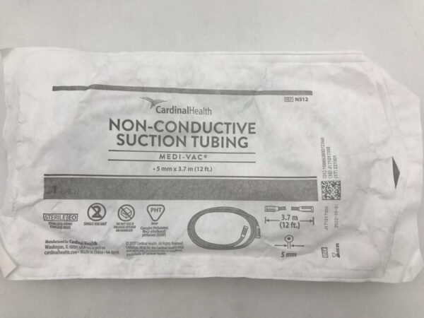 CARDINAL N512 Medi-Vac Non-Conductive Suction Tube 5mm x 3.7mm (12ft.) (X)