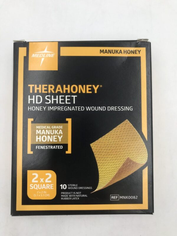 MEDLINE MNK0082 Therahoney HD Sheet. Honey Impreganted Wound Dressing 2x2"(10/Box) (X)