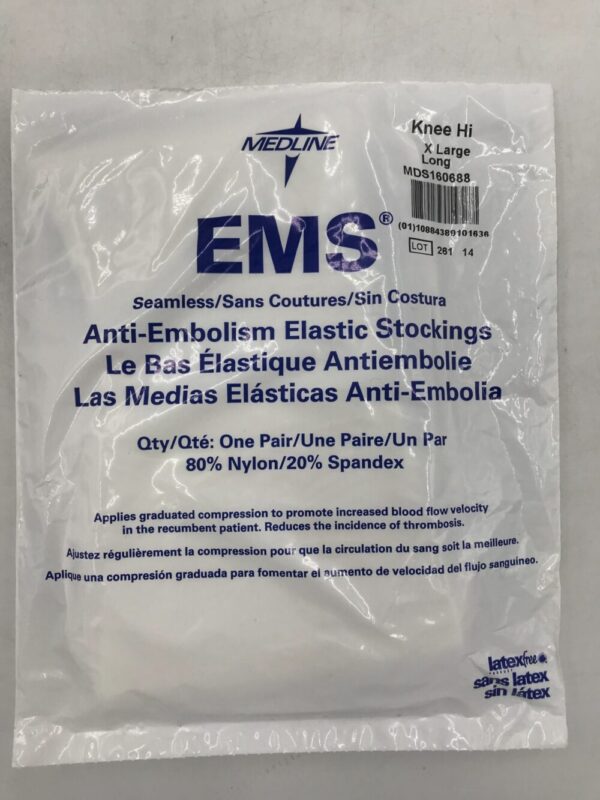Medline MDS160688 EMS Anti-Embolism Elastic Stockings Knee Hi X Large Long