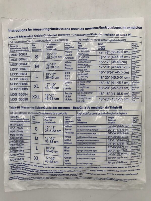 Medline MDS160688 EMS Anti-Embolism Elastic Stockings Knee Hi X Large Long