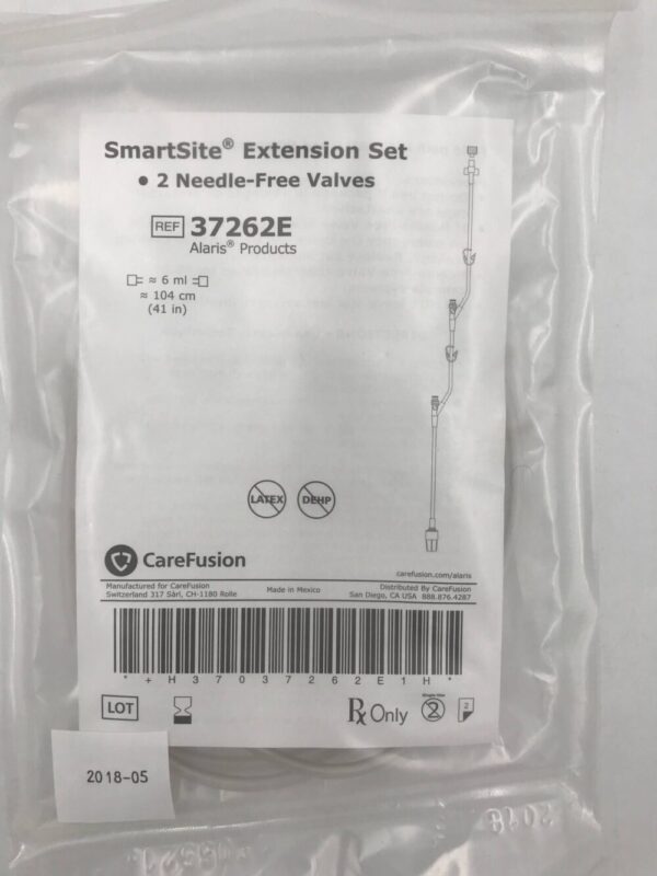 CAREFUSION 37262E SmartSite Extension Set, 2 Needle-Free Valves ≈6ml (41in.) (X)